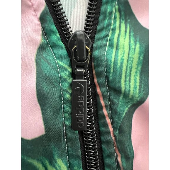 Adidas Womens Tropical Leaf Farm Rio Print Pink & Green Track Jacket Size L - Picture 6 of 10